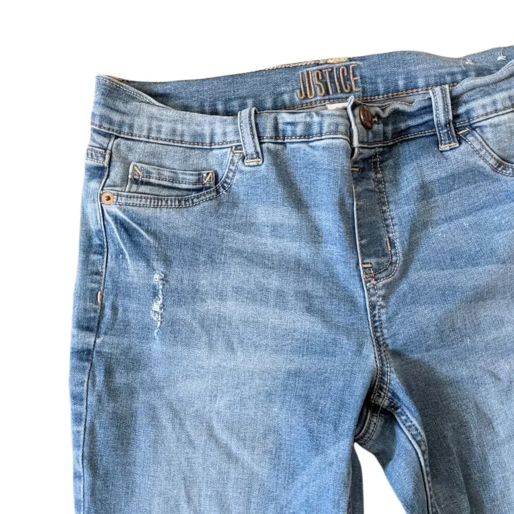 JUSTICE 14 PLUS Distressed Stretchy Mid-Rise Denim Jeggings Jeans